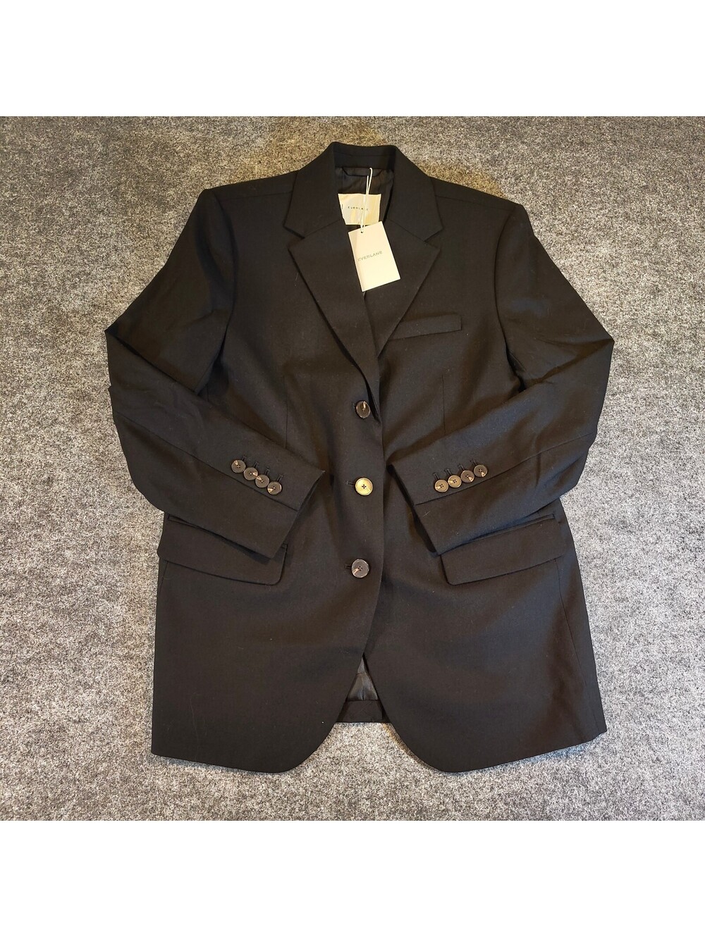 Everlane Black Wool Gabardine Tailored Blazer NWT Size 6